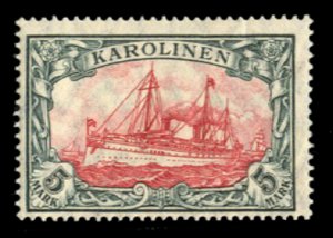 German Colonies, Caroline Islands #23a Cat$42.50, 1915 5m slate and carmine, ...