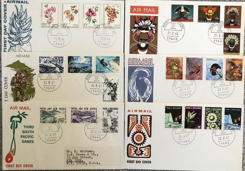 PNG Papua New Guinea 12 diff Old time FDC First Day Cover 1967-71