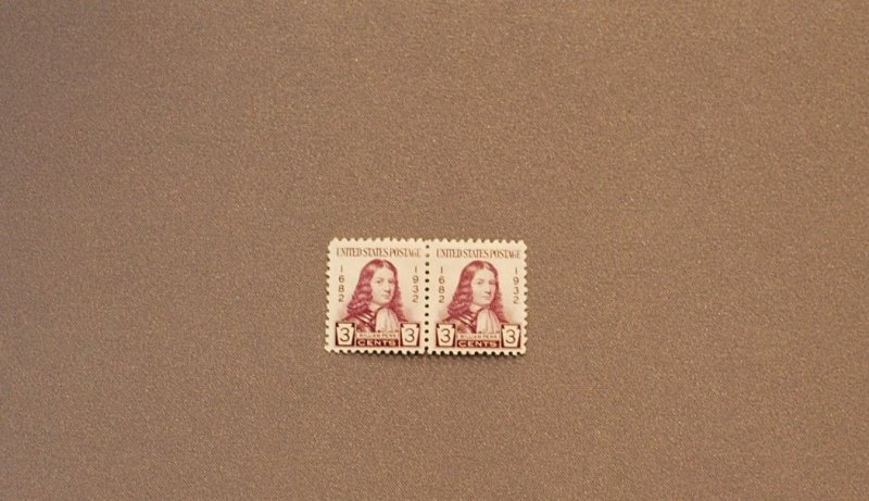 724, William Penn, Pair, Mint, Prev Hinged, CV $2.50