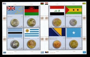 United Nations Vienna Sc 558 2015 Flags & Coins stamp souvenir  sheet mint NH