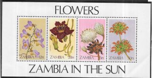 Zambia #282a Flowers Souvienr sheet of 4  (MNH  CV$2.75