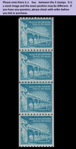 US 1054A Palace of the Governors Santa Fe 1¼c coil joint line strip (4) MNH 1960