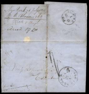 USA 1864 NY Edinburgh Steamer Australasian Transatlantic Cover Vorphila 82520