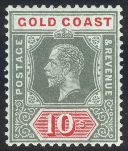 Gold Coast 1916 10s Grn&Redonblugrn ol back Wmk MCA Scott79b SG83a MNH Cat $42+