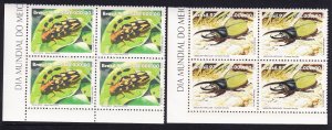 Brazil Beetles 2v Bottom Corner Blocks of Four 1993 MNH SG#2576-2577