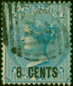 Mauritius 1878 8c on 2d Blue SG85 Fine Used