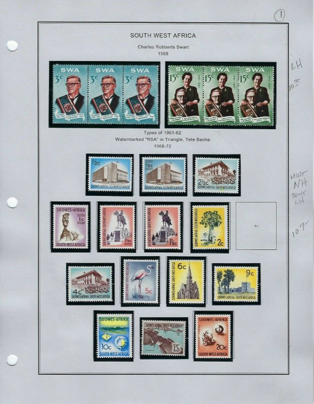 SOUTH WEST AFRICA ALMOST COMPLETE 1968-1989/ MINT 85% NH/LIGHTHOUSE BINDER/DUST 