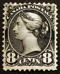 Canada #44 8c Violet Black Queen Victoria 1888-97 VF MLH Spotty OG Crease