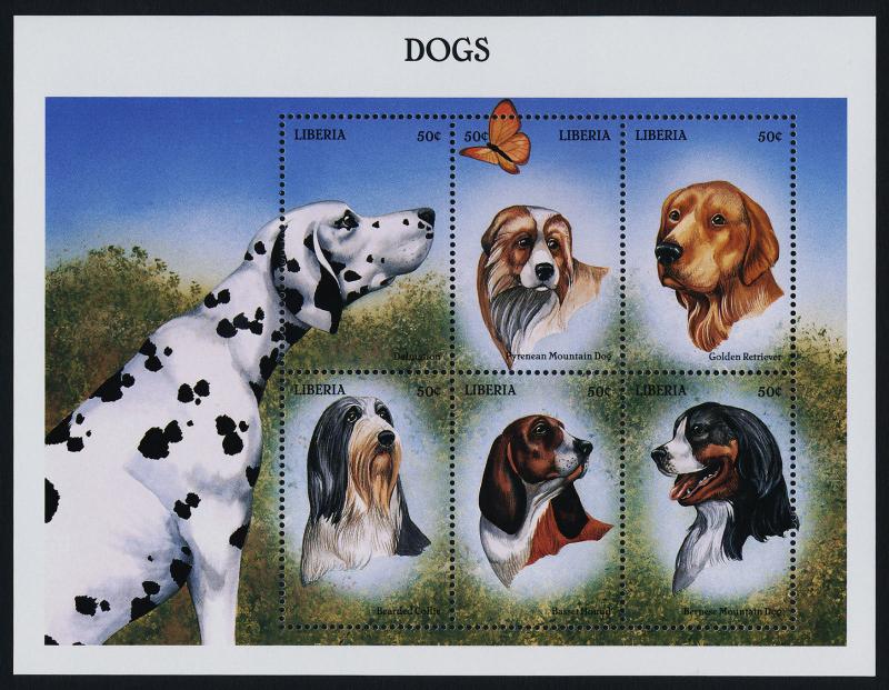 Liberia 1487 MNH Dogs, Butterfly