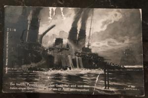 1915 Pola Austria KUK Marine Feldpost Picture Postcard Cover U Boat Attack