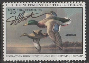 U.S. Scott Scott #RW62 Duck Stamp - Mint NH Single - Signed by Artist