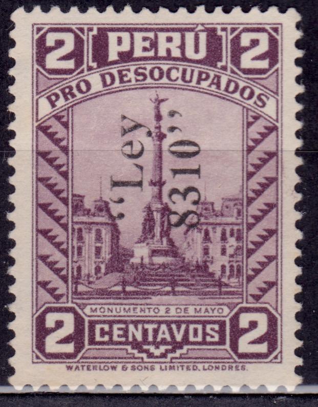 Peru 1936, Monument, 2c, overprint, sc#RA27, used