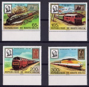 Upper Volta 1979 Sc#501/504 TRAINS/SIR ROWLAND HILL Set (4) IMPERFORATED  MNH