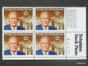 BOBPLATES #2513 Eisenhower Plate Block F-VF MNH SCV=$4 ~See Details for #s/Pos