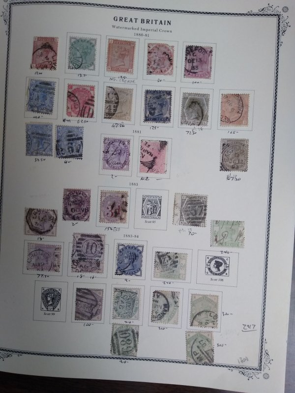 collection on pages Great Britain 1867-1900 EZ: CV $6590
