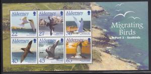 Alderney 2003 MNH Sc #214a Souvenir sheet of 6 Migrating Birds - Seabirds