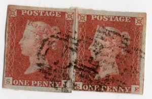 GB 1841 Queen Victoria QV Penny Red, Pair,  SG8, SG.8