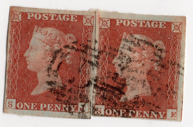 GB 1841 Queen Victoria QV Penny Red, Pair,  SG8, SG.8