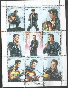 SENEGAL - 1998 - Elvis Presley - Perf 9v Sheet - Mint Never Hinged