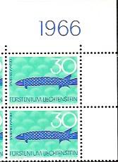 Liechtenstein MNH Block of 10 issued 1966 # 408  Fish