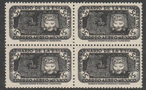 MEXICO C229, 5¢ Centenary of 1st postage stamps. MINT, NH BLK OF 4. VF. (130)