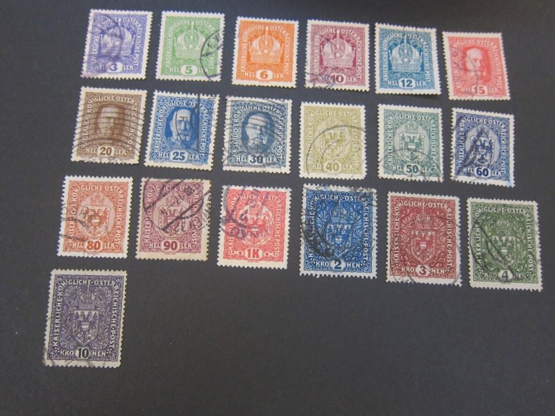 Austria 1916 Sc 145-63 set FU