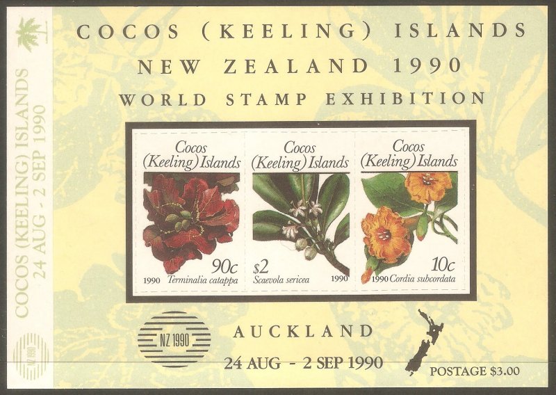 COCOS ISLANDS Sc# 217 MNH FVF Souv Sht Tropical  Flowers