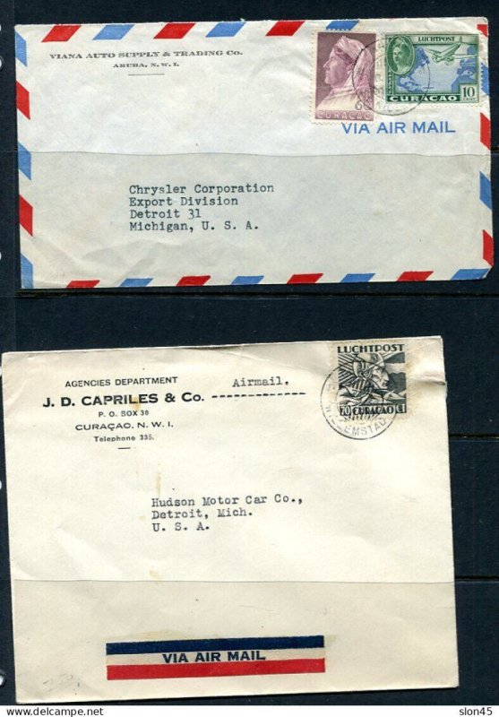 Curacao 1930 and up 4 covers to USA 2 Covers Flight Censored 15120