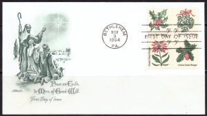 F495   UNITED STATES   FDC # 1257b      Christmas 1964 Issue