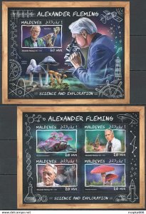 2017 Maldives Alexander Fleming Mushrooms Sceince #7053-6+Bl1076 ** Fd0410