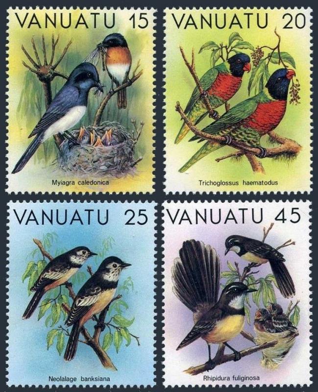 Vanuatu 319-322,MNH.Michel 617-620. Birds 1982.Broad-bills,Lorries,Fantails,