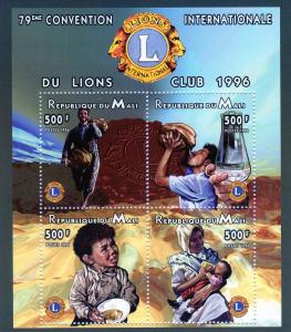 Mali 1996 Lions Club International Shlt 4 Perf.MNH Sc # 844
