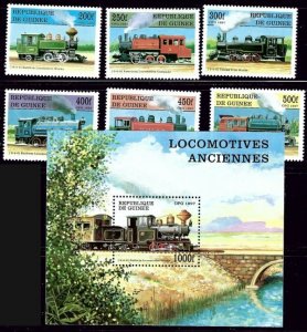 Guinea 1450-56 MNH 1997 Locomotives