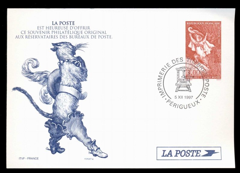 France 1997 Puss in boots postal card FDC