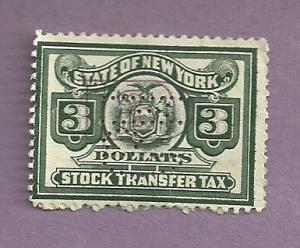 New York Used $3 Stock Transfer Stamp #2