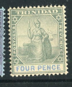 TRINIDAD; 1901 classic QV Britannia issue fine Mint hinged shade of 4d. value