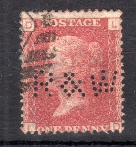 PENNY RED PLATE 170 WITH 'R & W' PERFIN