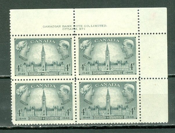 CANADA 1948 PARLIAMENT #277 UR PL 1 MNH...$1.50