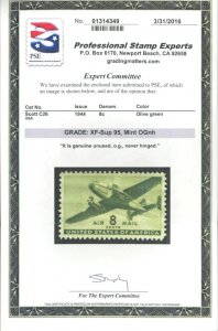 U.S. #C26 MINT WITH PSE CERT OG NH GRADED XF-SUP 95
