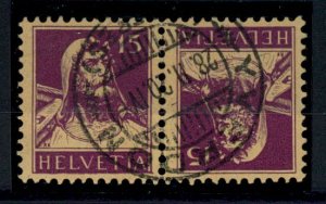 SWITZERLAND, TETE-BECHE STAMP 15 CENTI MES TELL FATHER, VERY FINE USED