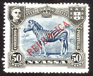 1911, Nyassa 50c, Plains Zebra, MH, Sc 56