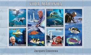 SAO TOME E PRINCIPE 2007 SHEET JACQUES COUSTEAU DOLPHINS TURTLES FISHES st7306a