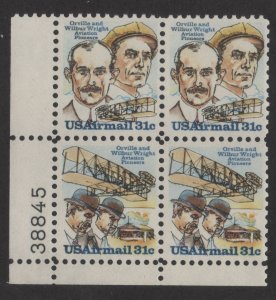C92a 31c Wright Brothers 38845 LL Plate Block