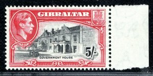 GIBRALTAR KGVI SG.129b 5s High Value p13 (1944) Superb Mint MNH Cat £42+ PBLUE60