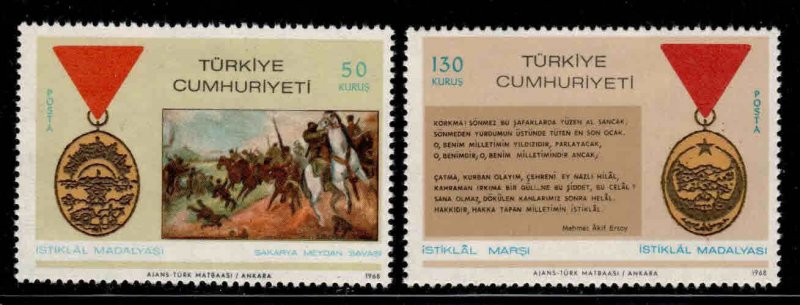 Turkey #1779-80 ~ Cplt Set of 2 ~ Battle Medal ~ Unused, LHM  (1968)