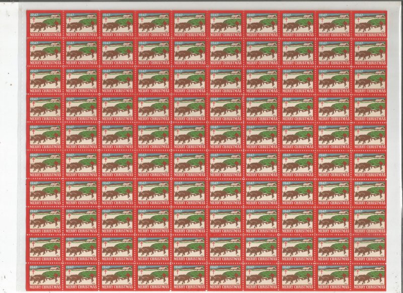 1947 CHRISTMAS SEALS, FULL SHEET