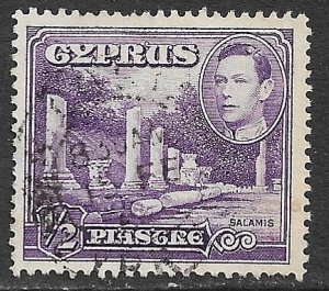 CYPRUS 1951 KGVI 1/2pi SALAMIS Scott No. 164 F-VF Used