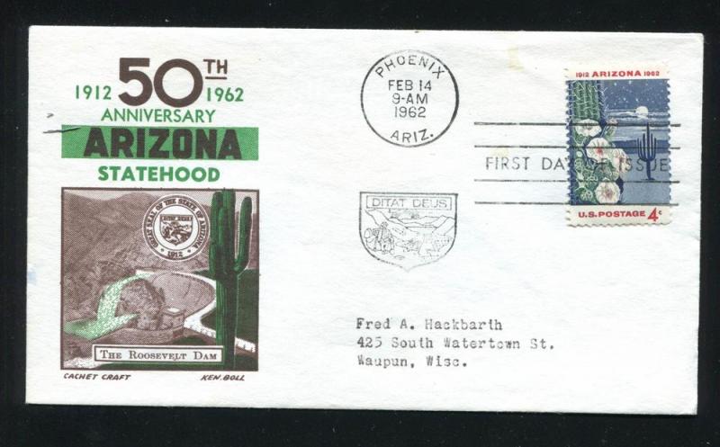 US 1192 ADDR 50th Anniv Arizona Cachet Craft / Boll cachet