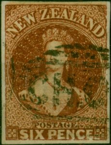 New Zealand 1864 6d Red-Brown SG99 Wmk N.Z Fine Used