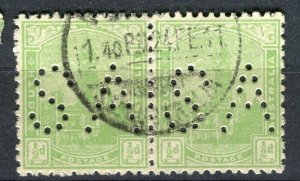 SOUTH AUSTRALIA; Early 1900s Official ' S. A. ' Perfin issue used 1/2d. Pair